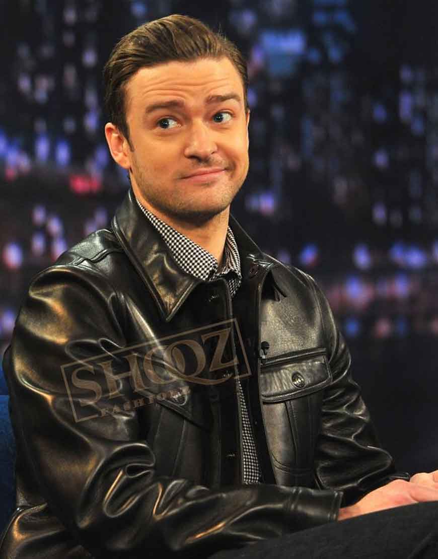 Justin Timberlake Black Leather Jacket